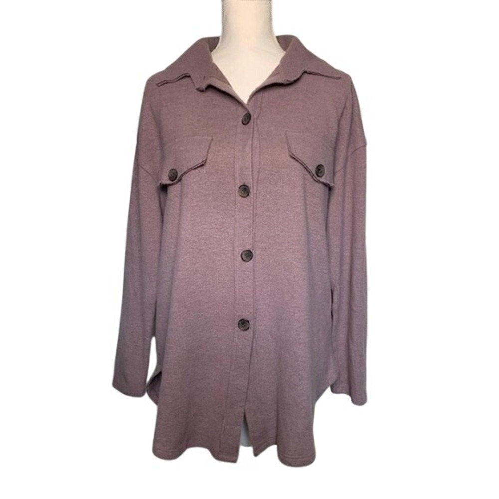 First Love by Lovelyn Mauve Knit Shacket Button Front Shirt‎ Jacket Womens Small